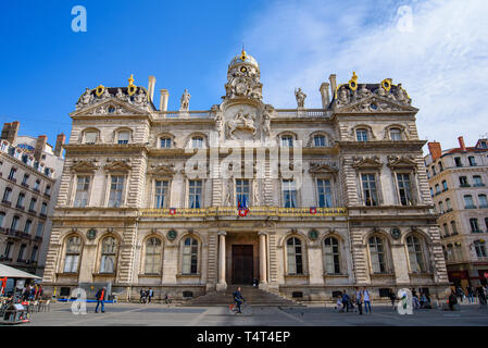 Hôtel de Ville, l'hôtel de ville de la place des Terreaux à Lyon, France Banque D'Images