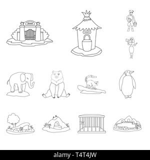 Objet isolé du divertissement et de la forêt d'un logo. Jeu de parc de divertissement et symbole de l'action pour le web. Illustration de Vecteur