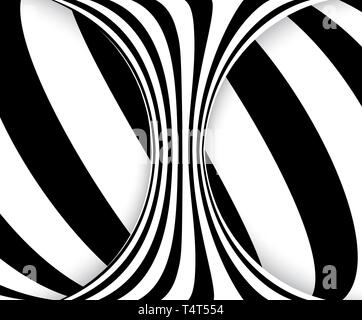 Lignes noir et blanc illusion d'optique. Abstract background vector spirale à rayures
