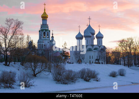 Mars Le coucher du soleil dans le Moscow Kremlin. La Russie Banque D'Images