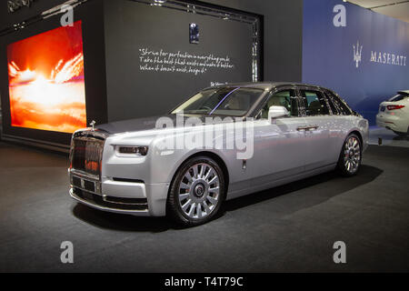 Nonthaburi, Thaïlande - 3 Avril, 2019 : voiture de luxe Rolls Royce Phantom présenté dans Motor Show 2019 Banque D'Images