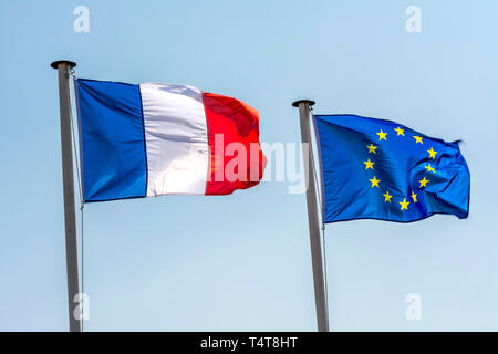 Drapeau français et européens côte à côte Banque D'Images