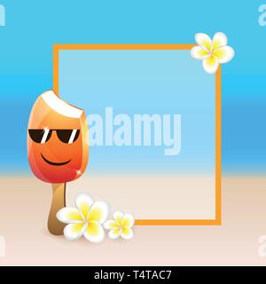 Fleurs exotiques frangipanier plumeria fond de plage en été avec cool ice cream vector illustration EPS10 Illustration de Vecteur