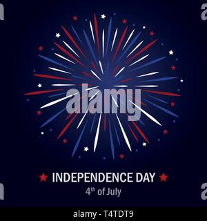 Joyeuse Fête de l'indépendance usa firework en couleurs bleu et rouge illustration vecteur EPS10 Illustration de Vecteur