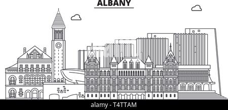 Albany, États-Unis, télévision landmarks illustration vectorielle. Ligne Albany city avec de célèbres sites de voyage, le design d'horizon. Illustration de Vecteur