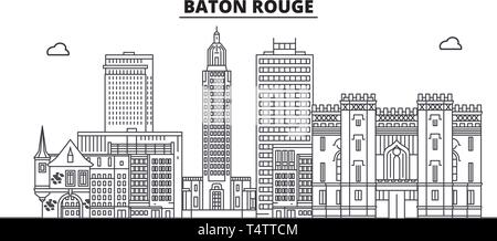 Baton Rouge , United States, contours travel skyline vector illustration. Illustration de Vecteur