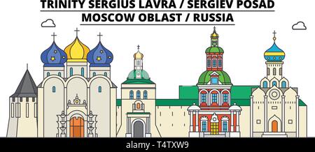 La Russie , Serguiev Posad, Lavra , skyline voyages vector illustration. Illustration de Vecteur