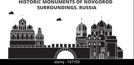 Russie Novgorod , voyage , skyline vector illustration. Illustration de Vecteur