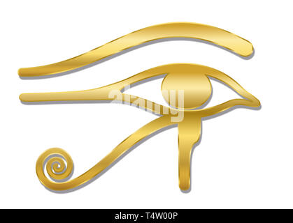 Golden Eye of Horus. Déesse de l'ancienne Egypte oudjat s symbole de protection, pouvoir royal et une bonne santé. Semblable à l'Œil de Ra. Banque D'Images