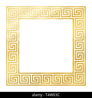 Square des méandres, goldenb transparente motif. Meandros, une bordure décorative, construite à partir de lignes continues, sculpté en un motif répété. Banque D'Images