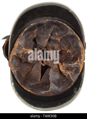 Pare-balles, casques, casque bavarois modèle de cavalerie Landwehr (milice), de l'intérieur, doublure en cuir, Editorial-Use-seulement Banque D'Images