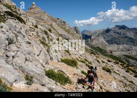 Puig Major, punto más effectif de las Islas Baleares, 1445 metros de altitude , la Sierra de Tramuntana, municipio de Escorca, Majorque, Iles Baléares, Espagne. Banque D'Images