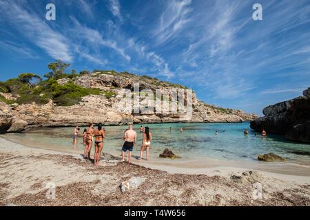 Caló des Marmols, Santanyí, Mallorca, Iles Baléares, Espagne. Banque D'Images