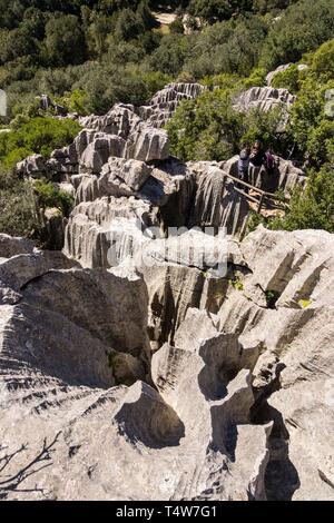 Puig de ses Monges, lapiaz, Lluc, sierra de Tramuntana, à Majorque, îles Baléares, Espagne, Europe. Banque D'Images