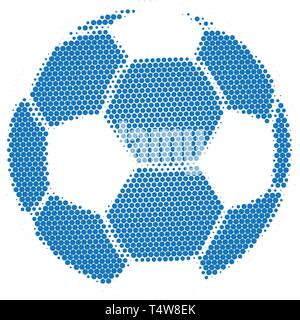 Demi-teinte bleu Football avec des points. Flying un ballon de football. Vector illustration isolé sur fond blanc Illustration de Vecteur