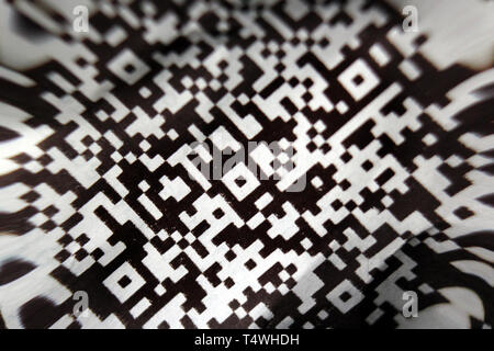 Code à barres QR déformée par l'objectif, concept, close-up Banque D'Images