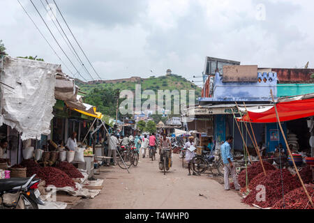Vue sur le marché aux légumes,Mandi Sabzi, Bundi Bundi, Marché, état du Rajasthan, en Inde. Banque D'Images