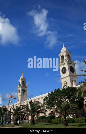 Les Bermudes, Sandys Parish, Royal Naval Dockyard, les tours d'horloge Banque D'Images