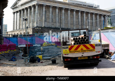 La construction d'extension de métro West Midlands, Victoria Square, Birmingham, UK Banque D'Images