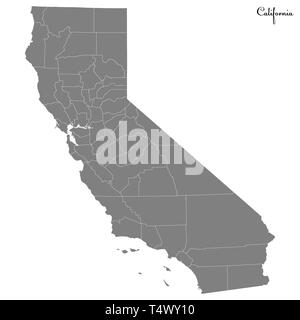 Carte de haute qualité de la Californie est un état des États-Unis dont les frontières des comtés Illustration de Vecteur