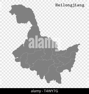 Carte de haute qualité de l'Anhui en est une province de la Chine, avec des frontières des divisions Illustration de Vecteur