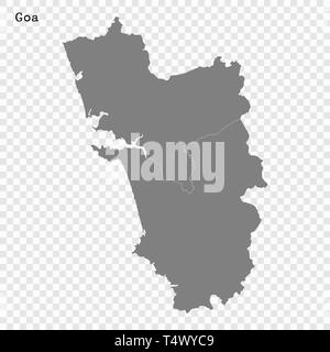 Carte de haute qualité de Goa est un état de l'Inde, et les frontières des districts Illustration de Vecteur