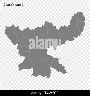 Carte de haute qualité de Jharkhand est un état de l'Inde, et les frontières des districts Illustration de Vecteur