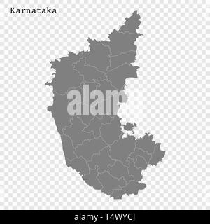 Carte de haute qualité de Karnataka est un état de l'Inde, et les frontières des districts Illustration de Vecteur