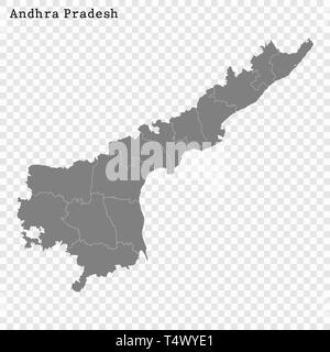 Carte de haute qualité de l'Andhra Pradesh est un état de l'Inde, et les frontières des districts Illustration de Vecteur