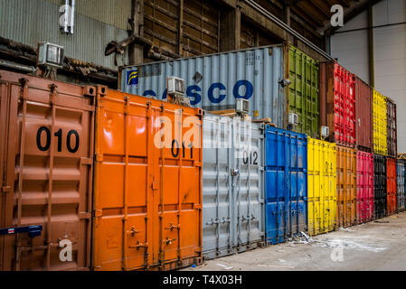 Installation industrielle Refshaleoen déserte, l'île, une partie de l'île d'Amager, est un ancien site industriel dans le port de Copenhague maintenant une zone urbaine fo Banque D'Images
