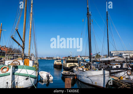 Port de l'île de Refshaleoen, une partie de l'île d'Amager, est un ancien site industriel dans le port de Copenhague maintenant une zone urbaine pour les start-ups, en Banque D'Images