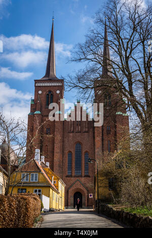 La Cathédrale de Roskilde, un bâtiment gothique classé au patrimoine mondial de l'UNESCO, Roskilde, ville historique sur l'île de la Nouvelle-Zélande, de l'ouest de Copenhague, Danemark Banque D'Images