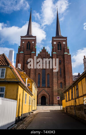 La Cathédrale de Roskilde, un bâtiment gothique classé au patrimoine mondial de l'UNESCO, Roskilde, ville historique sur l'île de la Nouvelle-Zélande, de l'ouest de Copenhague, Danemark Banque D'Images