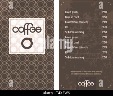 Maison du Café menu avec lettrage moderne original et stylisé tasses à café. Vector Illustration. Illustration de Vecteur