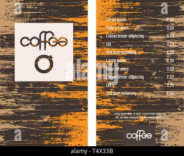 Maison du Café menu avec lettrage moderne original et stylisé tasses à café. Vector Illustration. Illustration de Vecteur