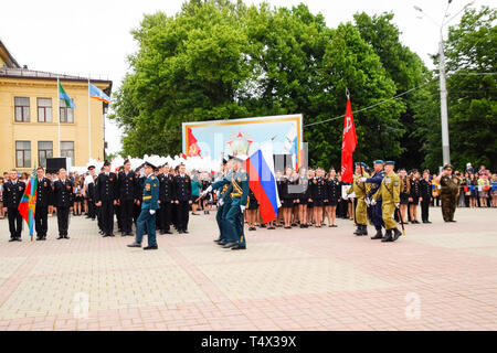 Kiev-sur-Kuban, Russie - Mai 9, 2018 : parade festive le 9 mai à Kiev-sur-Kuban, en l'honneur du jour de la Victoire dans la Grande guerre patriotique. Banque D'Images
