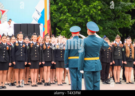 Kiev-sur-Kuban, Russie - Mai 9, 2018 : parade festive le 9 mai à Kiev-sur-Kuban, en l'honneur du jour de la Victoire dans la Grande guerre patriotique. Banque D'Images