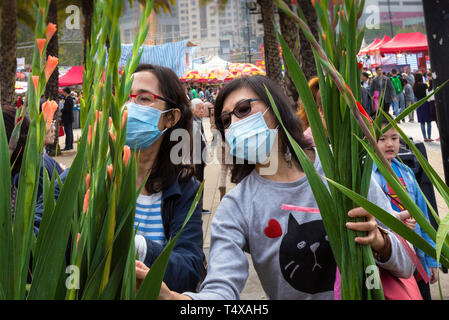 Des masques à l'occasion du Nouvel An lunaire, juste le parc Victoria, Hong Kong, SAR, Chine Banque D'Images