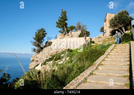 Mirador de Ricard Roca, Mirador des Grau, Leganés, Serra de Tramuntana, à Majorque, îles Baléares, Espagne. Banque D'Images