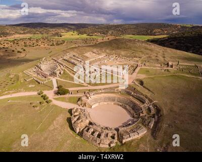 Anfiteatro de Segóbriga, Parque Arqueológico de Saelices Segóbriga,, Cuenca, Castille-La Manche, Espagne. Banque D'Images