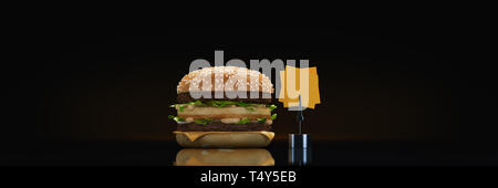 hamburger. rendu 3d Banque D'Images