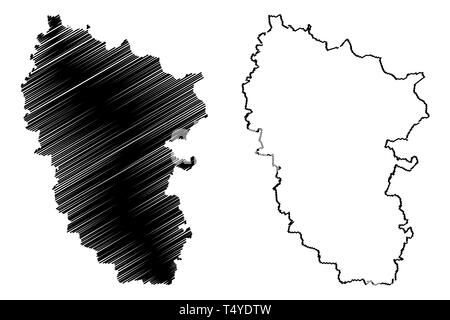 Oblast de Louhansk (divisions administratives de l'Ukraine, des régions de l'Ukraine) map vector illustration, croquis Gribouillage à l'Luhanshchyna site Illustration de Vecteur