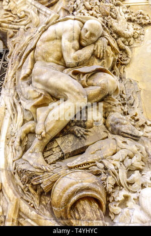 Espagne Valence, Musée National de la céramique, détail de la façade du palais du Marquis de dos aguas Banque D'Images