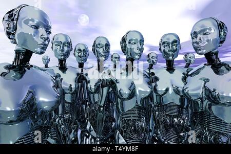 Robots Android créé avec la réflexion indépendante Banque D'Images