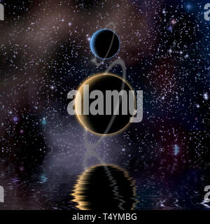 Réflexion et planètes eaux Banque D'Images