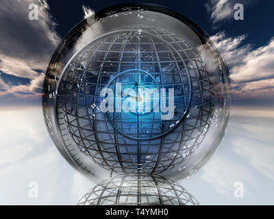 Spirale de temps à l'intérieur de boule de cristal. Banque D'Images