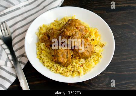 Kofta Curry avec riz safrané Banque D'Images
