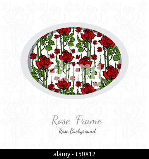 Arrière-plan avec abstract floral rose pattern sur châssis circulaire blanc et blanc pièce pour votre carte de vœux ou,texte Illustration de Vecteur