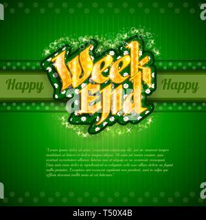 Fond vert avec lettrage week-end d'or Illustration de Vecteur