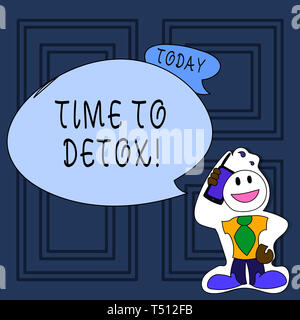 Main conceptuel écrit, indiquant le temps de désintoxication. Notion de sens que vous purifiez votre corps des toxines ou cesser de consommer de l'homme en cravate Holding Smart Banque D'Images